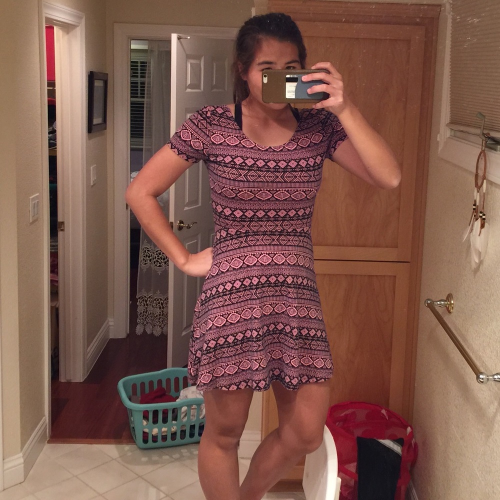 Pink Tribal Print Skater Dress